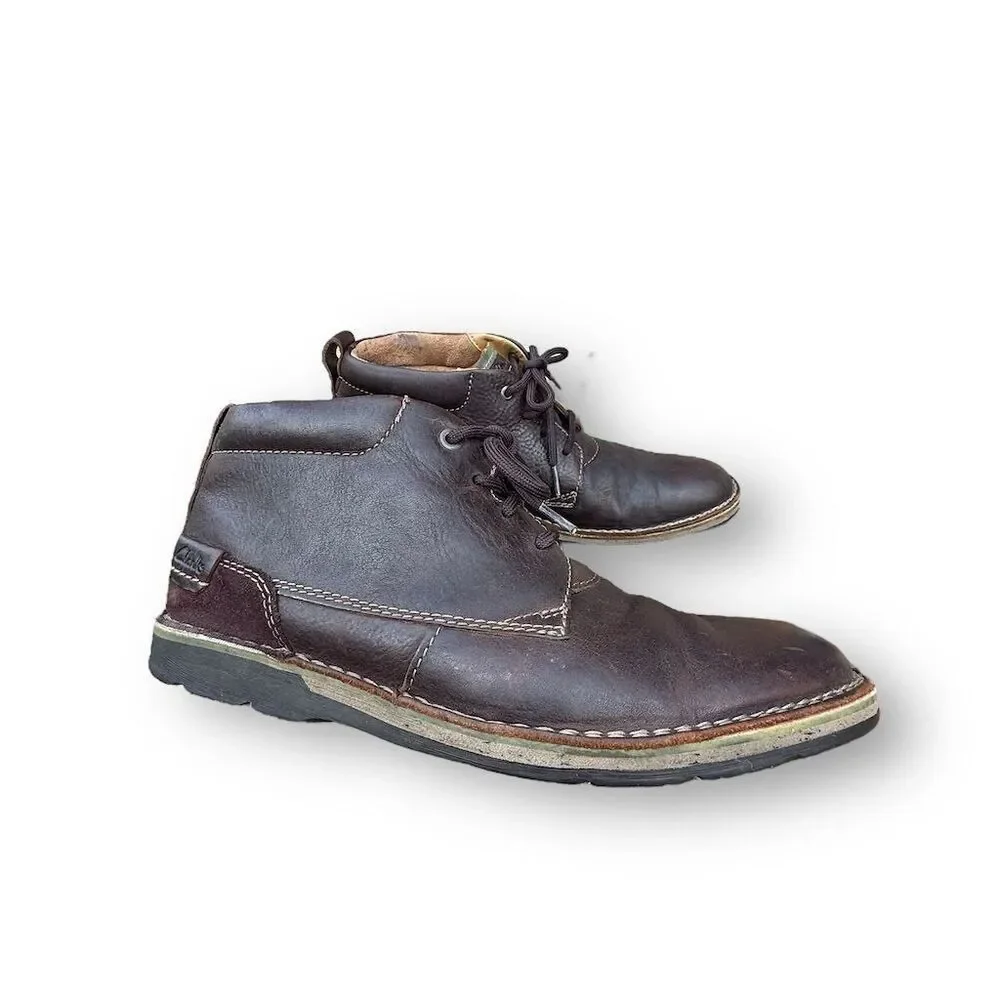 Clarks Men's Brown Leather Chukka Boots Size 10 Lace Up Comfort Business Casual - Picture 13 of 13